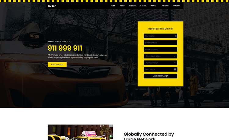 Taxi – 免费HTML5交通运输业务模板