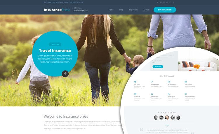 InsurancePress – 免费的HTML5保险模板，具有干净的设计