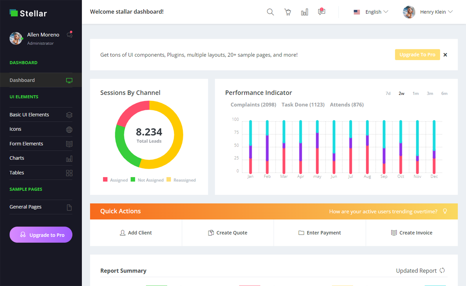 Stellar Admin – 免费的Bootstrap 4 Web应用仪表板模板